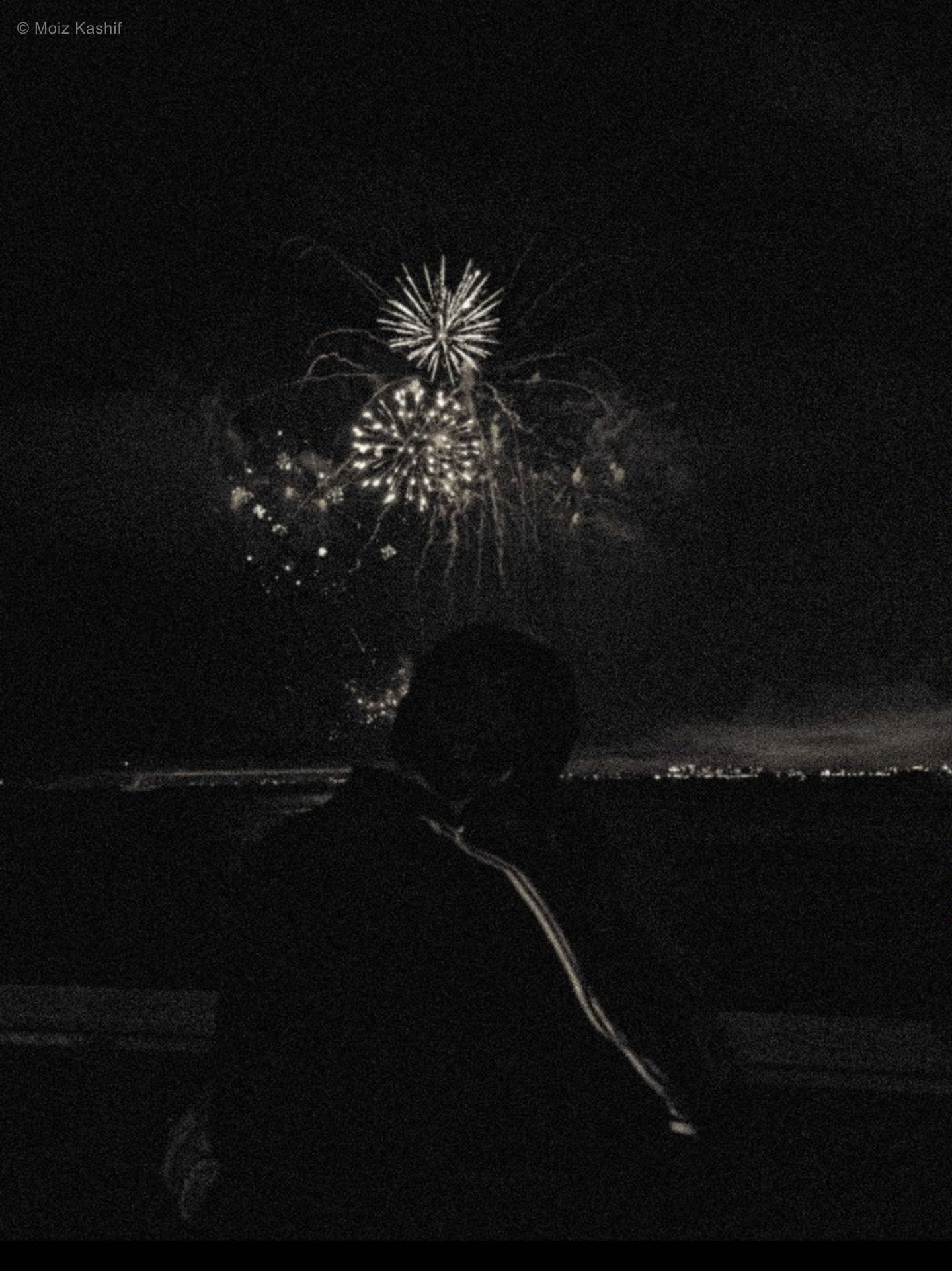 A silhouetted figure beneath fireworks in the second Mental Health frame.